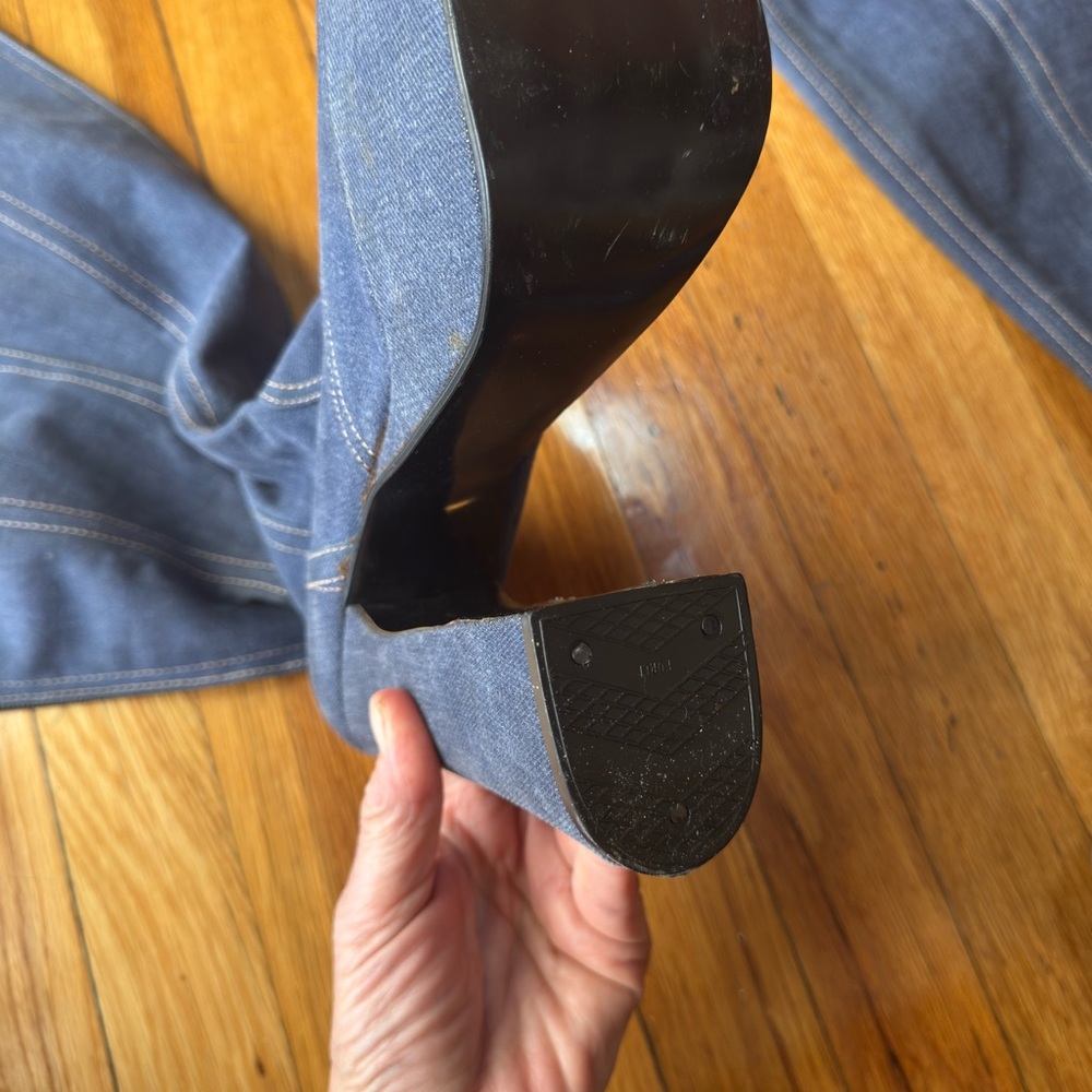Vintage 1969 Platform Denim Knee-High Boots from London size 8 1/2 - Picture 12 of 12